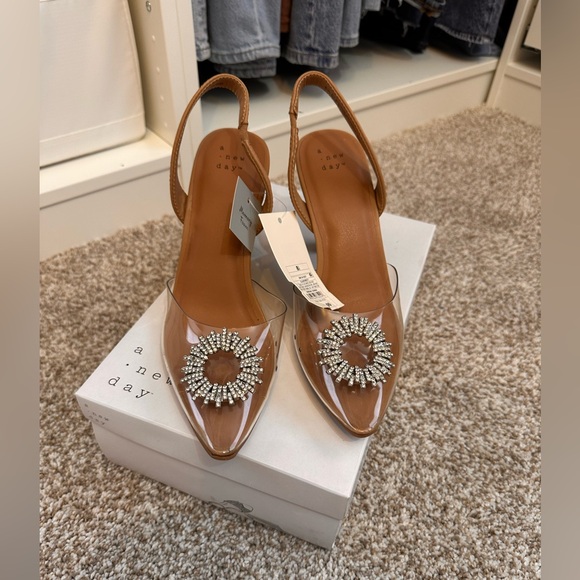 a new day Tan Slingback Heels with Crystal Detail - Picture 2 of 2